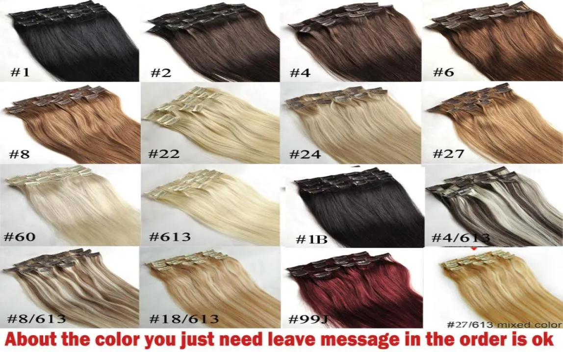 ZZHAIR 16QUOT32QUOT 7st Set Clips Inon 100 Brasilian Remy Human Hair Extension Full Head 70G140G Natural Straight2833707