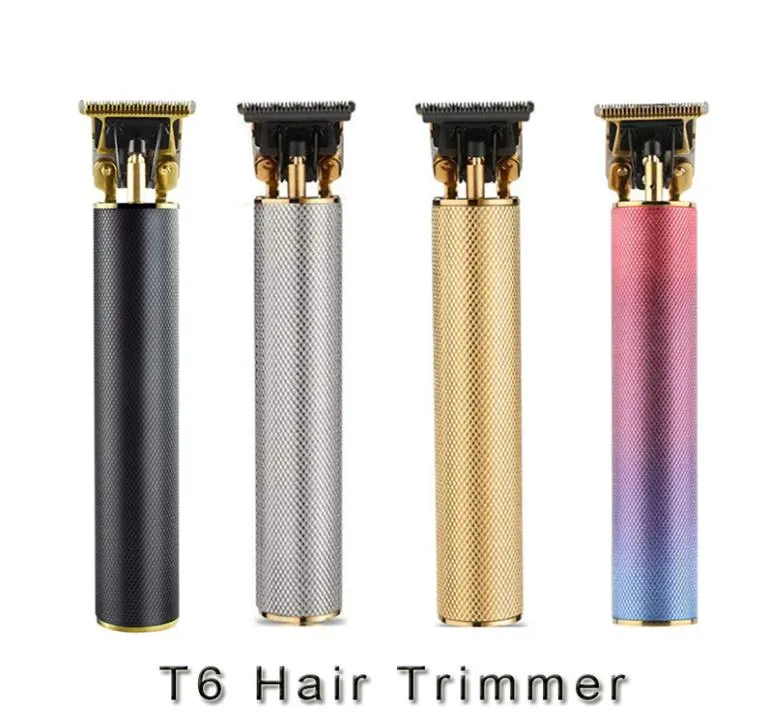 T6 Tshape Tooth Baldhead Electric Trimmer Carving USB Hair Cutting Machine White Aluminum Tube Clipper3812825