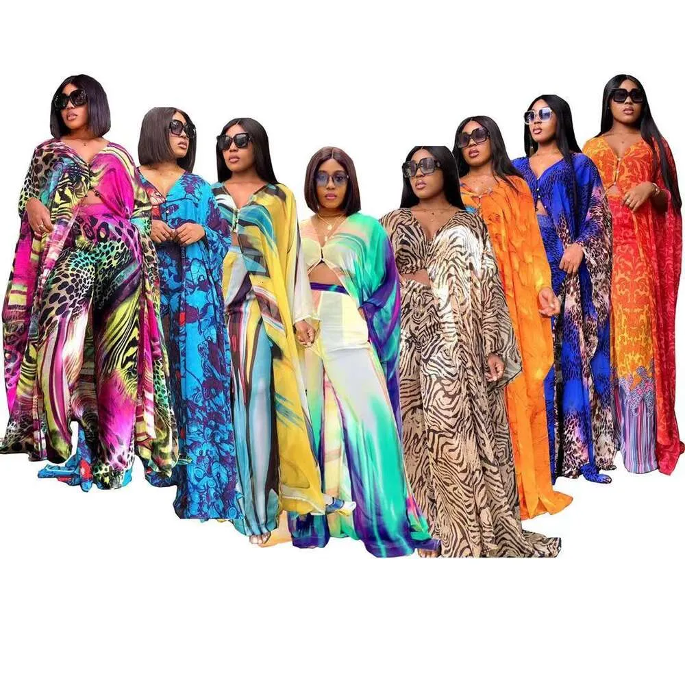 Le donne Africa Abaya 2 Set 2022 Dashiki africano di nuova moda vestito a due pezzi magliette larghe + pantaloni lunghi partito formato libero per le signore