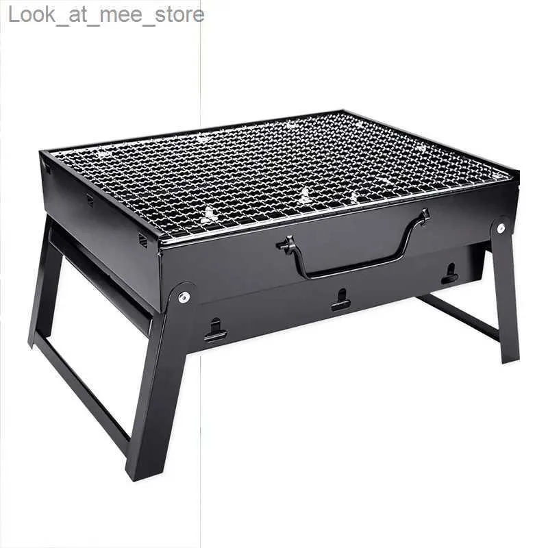 BBQ Grills Thick folding lightweight portable barbecue charcoal barbecue outdoor terrace camping cookware barbecue party cooking tools Q240305