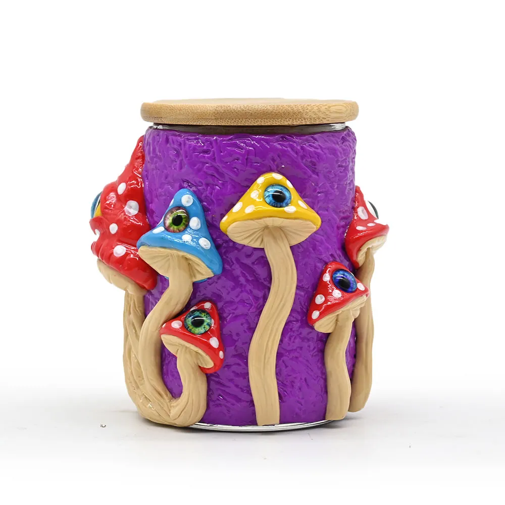 Handmade Kneading Polymer Clay Tobacco Canister With Creative Mushroom,Devil's Eyes,Glow In Dark,Borosilicate Glass Smoking Ashtray,Glass Vase,Pencil Holder