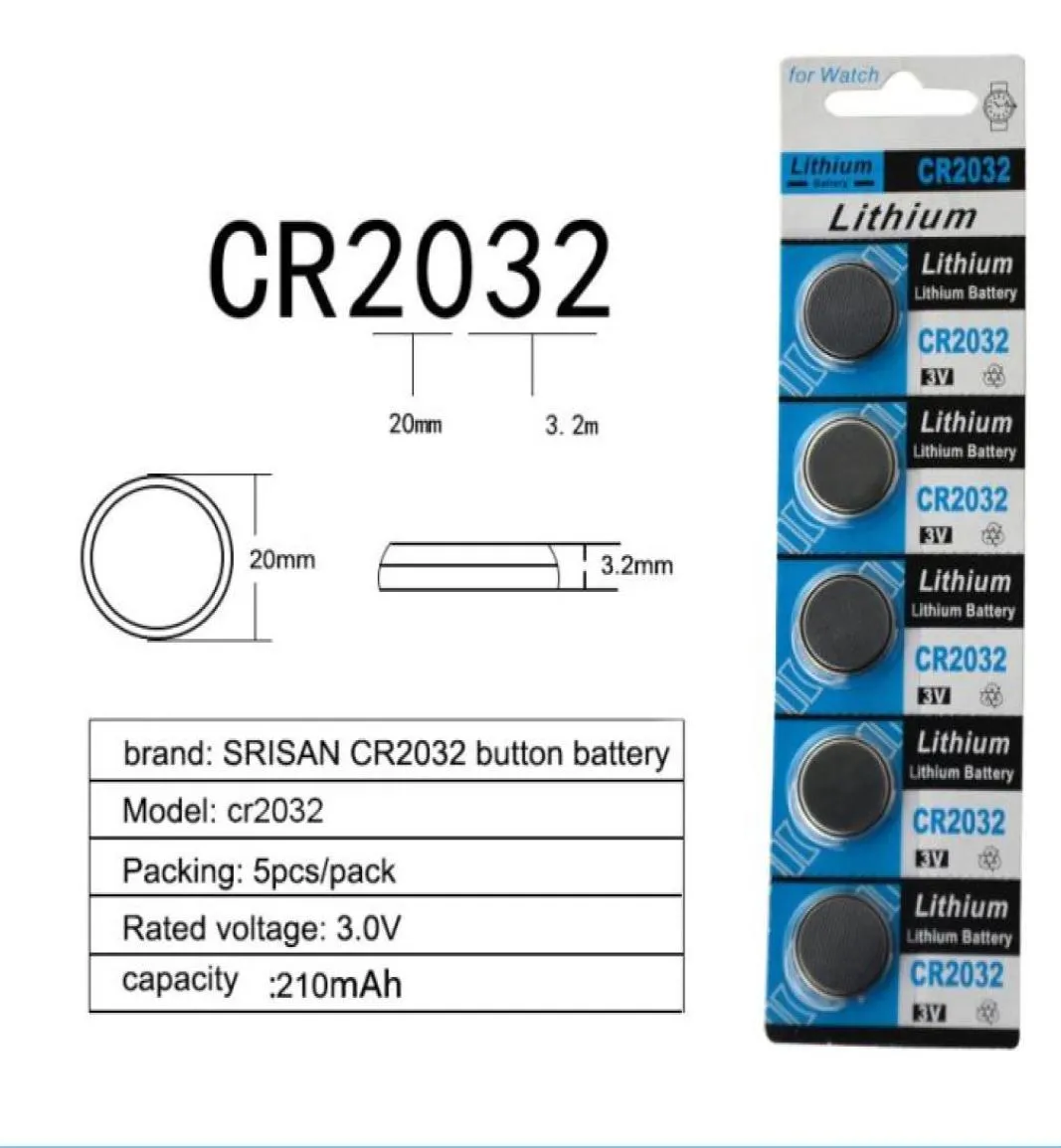 5pcscard batterij CR2032 Knoopbatterijen BR2032 DL2032 ECR2032 Cell Coin Li2800538