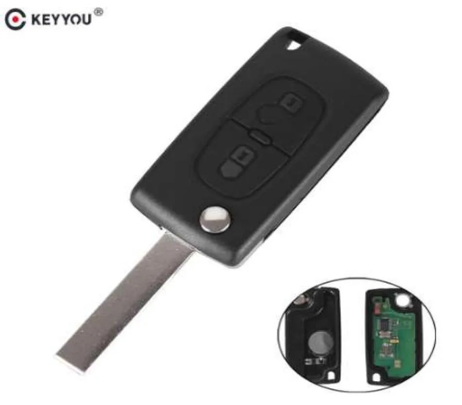 KEYYOU 2 Buttons Remote Flip Key Folding Car Key For Peugeot 207 307 308 407 433MHz PCF7961 HU83 Blade ID46 CE05369353772