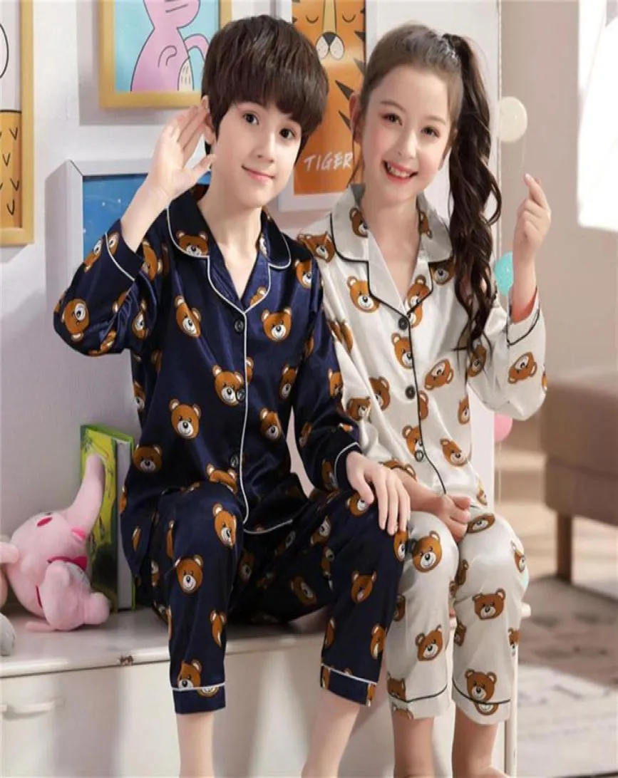 Детские пижамы для мальчиков, одежда для сна, ночная одежда для маленьких девочек, одежда для младенцев, пижамные комплекты с мультяшным медведем, Children039s Pyjamas11 desinger313g6060392