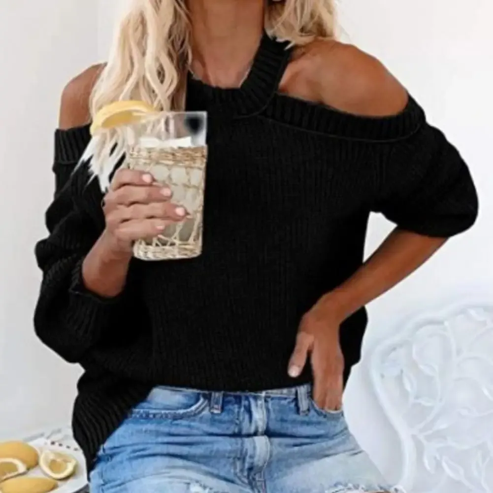 Pullovers Summer Fashion Pullover Top Sexig öppen baksida Cross Sweater Spring Autumn Women Knitwear långärmad stickad tröja