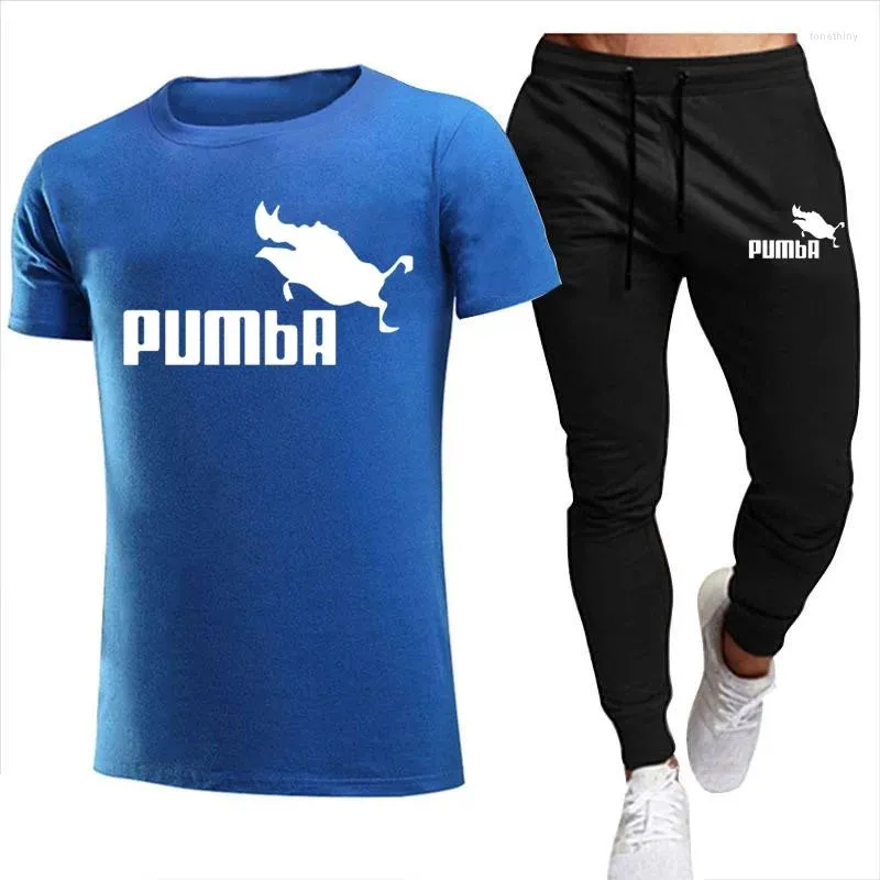 Survêtements pour hommes PUMBA T-shirt imprimé Set avec Summer Hip-Hop Sports Bas à manches courtes Flying Boar Wild Parody Creative surdimensionné One-Fi