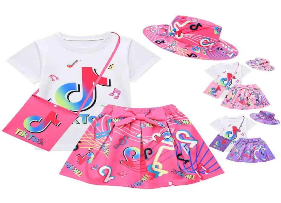 Tiktok TikTok vestido infantil039s meninas saia de manga curta de quatro peças 35319332639