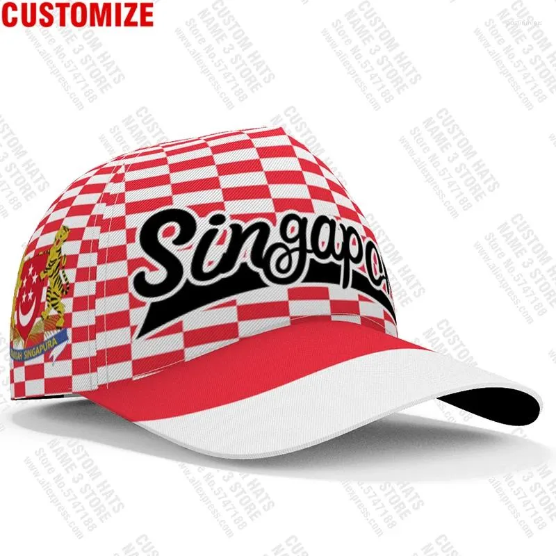 Ball Caps Singapore Baseball Free 3d Custom Made Name Number Team Sg Hat Sgp Country Travel Malay Nation Singapura Flag Headgear