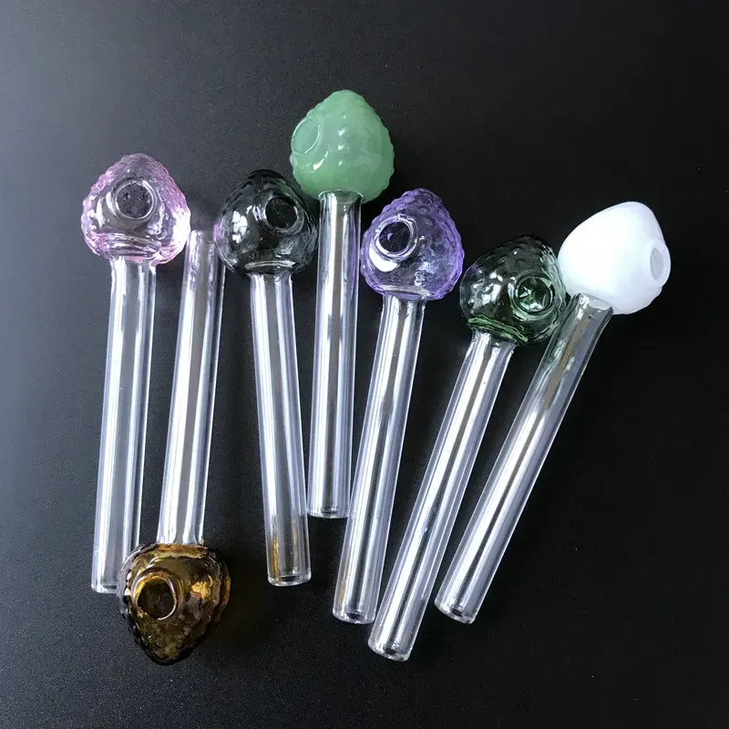 Strawberry Smoking Pipes Multicolor Pyrex Glass Oil Burner Pipes Straight Type Glass Pipes New Arrivals SW42