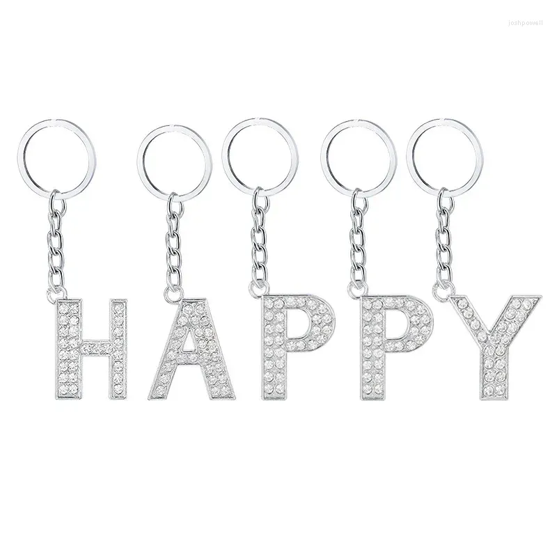 Charms Moonbiffy Fashion Charm 26 English Letters A-Z Alphabet Keychains Car Bag Crystal Rhinestones Alloy Name Jewelry