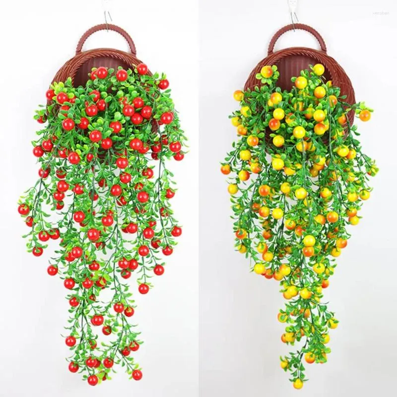 Kwiaty dekoracyjne 1 szt. Sztuczna roślina nie zwięziona bez podlewania realistyczne dekorat plastikowej czerwonej fasoli wisząca dekoracja imprezowa dom
