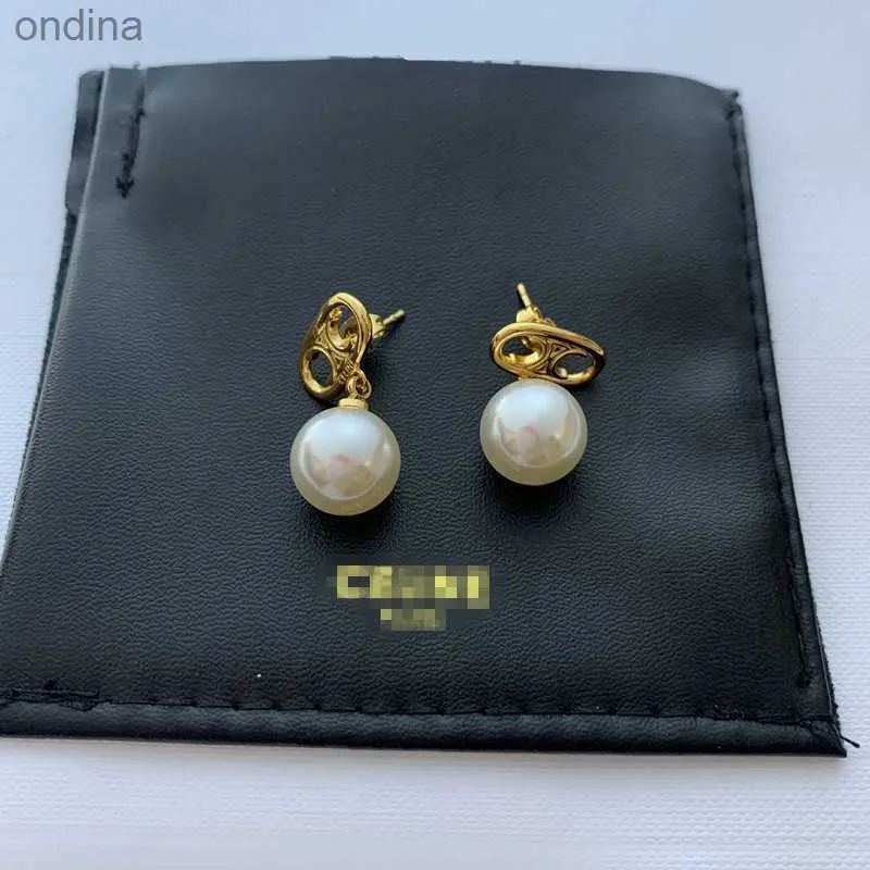 Stud Ear Stud Earrings for Women CELI 18K Gold Plated Earring Luxury Brand Designers Letter Exaggerate Classic pearls necklace Wedding party Jewelry 240306