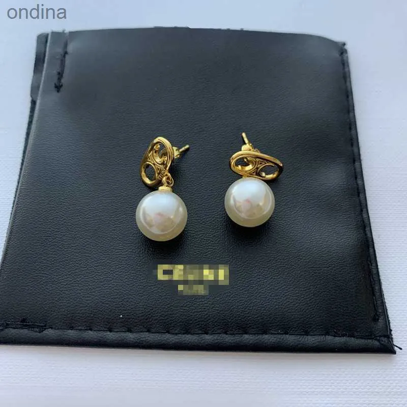 Boucles d'oreilles Stud pour femmes CELI 18K plaqué or boucle d'oreille marque de luxe Designers lettre exagérer classique collier de perles bijoux de fête de mariage 240306