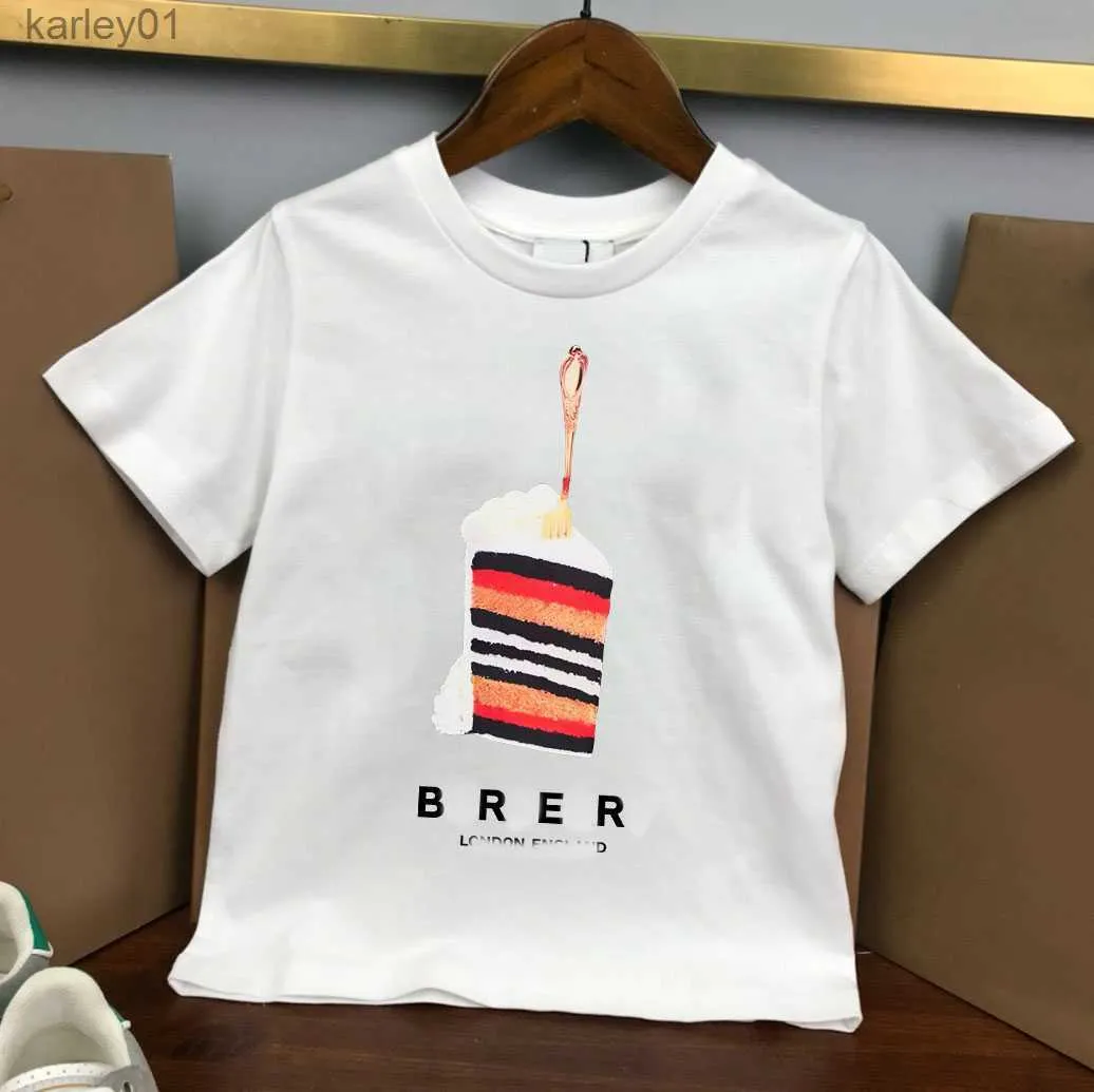 T-shirty Style Summer Kids Krótkie rękawy Pure Bawełna T-shirt chłopcy Dziewczęta Fashion Sport Ubranie Klasyczne dziecko Biltowe drukowane rękawy 240306