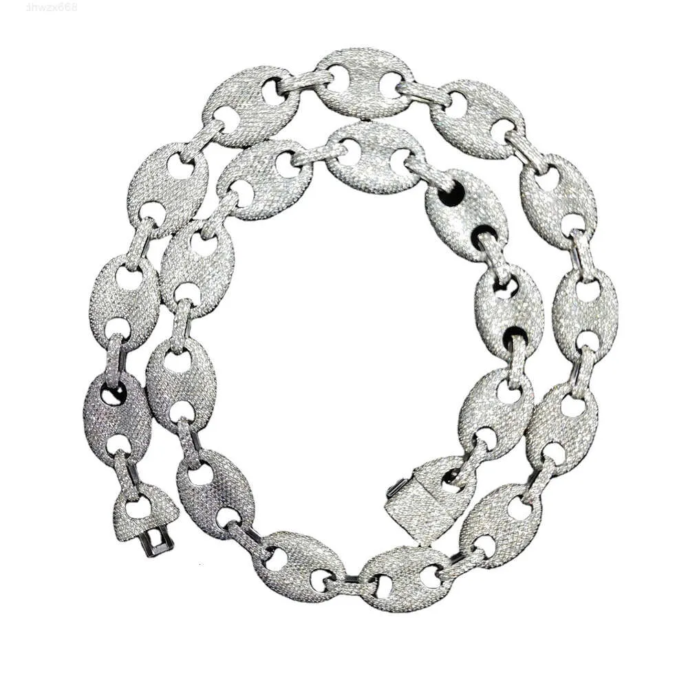 De flesta säljande av högkvalitativa i Mens Chain 18mm 24 lång i 925 Sterling Silver besatt med Moissanite Stone från Indien