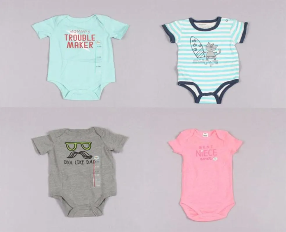 Opruiming Zomer baby romper korte mouw pasgeboren rompertjes jongens rompertjes Baby Een Stuk Kleding meisjes jumpsuit gemengde kleur Z6055027