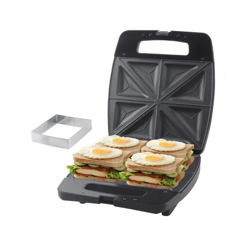 Electric Sand Toaster Press Grilled Cheese Maker med non -pinne Surface Toast Cutter Recept inkluderade 4 skivor 240228