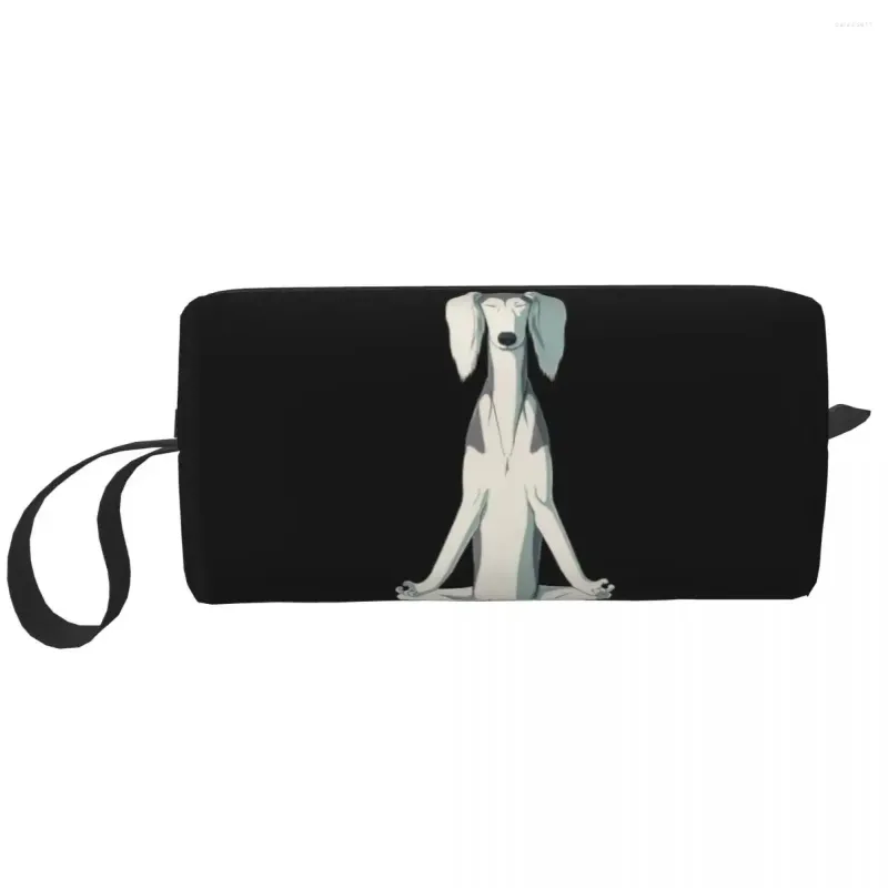Borse per cosmetici Kawaii Saluki Dog Meditate Borsa da toilette da viaggio Donna Greyhound Pet Makeup Beauty Storage Dopp Kit