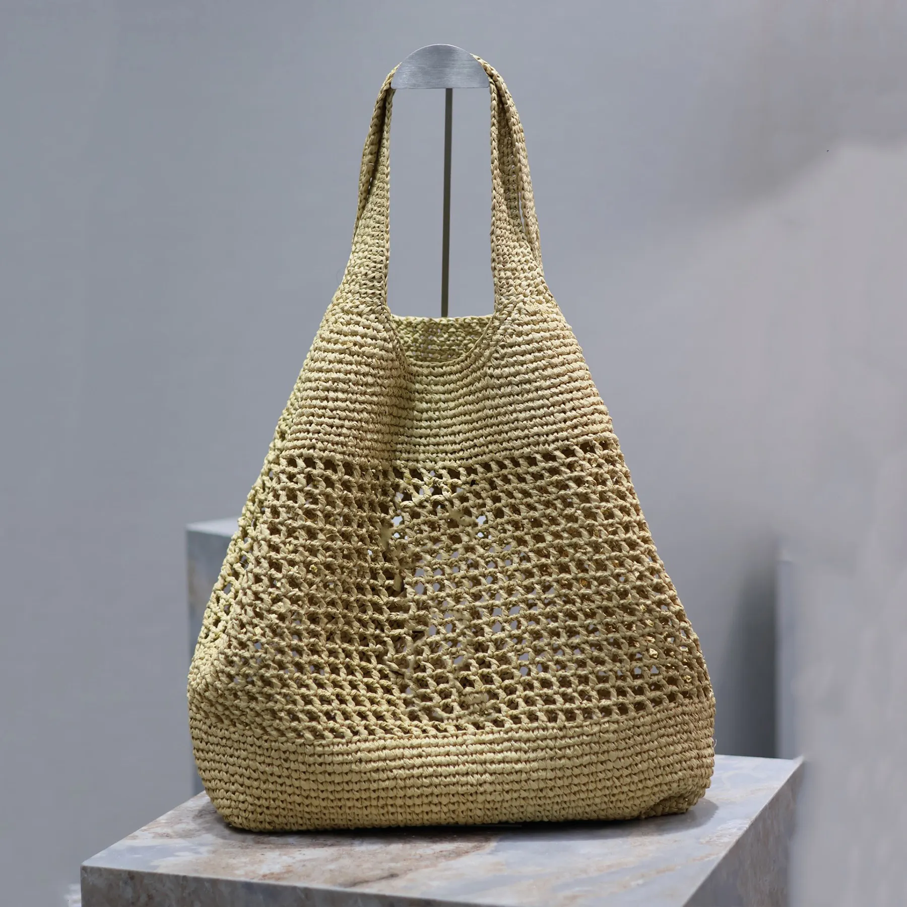 10A maxi icare in raffia boodschappentas dames draagtas luxe designer tas raffia stro strandtas mesh holle geweven tas vakantietas handtas met grote capaciteit