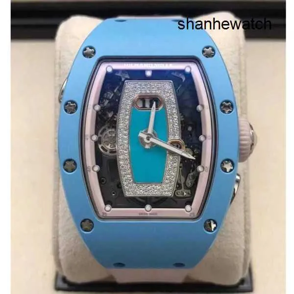Захватывающие часы Хорошие часы RM Watch RM037 Автоматические механические часы RM037 Синие керамические женские модные спортивные машины для отдыха на запястье