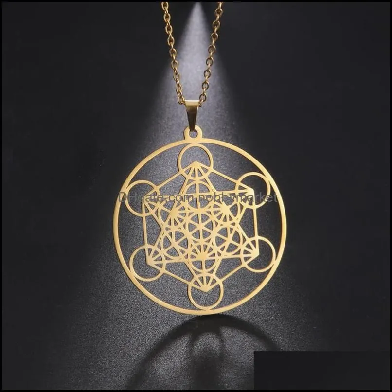 Andere Modeaccessoires Edelstahl-Halskette Männlich Weiblich Geometrischer Dign-Stahlschmuck Erzengel-Dign Und Metatron-Siegel Digned Von T2885