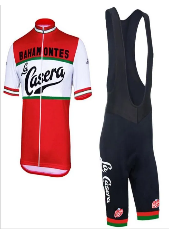 New Men039s La Caserabahamontes Redwhite Cycling Sets Summer Bike Clothing Cycling Jersey 9D Gel Pad Ciclismo Ropa hombre2215363