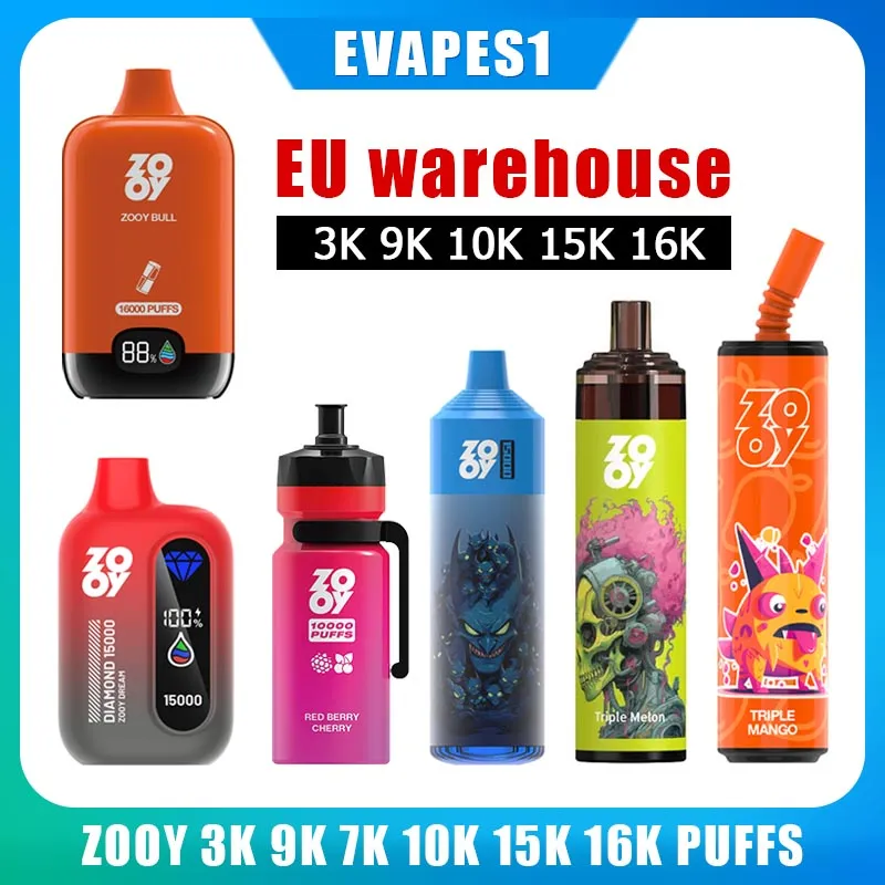 UE Warehouse original Zooy Cola 3000 E Vapes descartáveis Zooy 7k Mega 9k Kettled 10k Zooy King Diamond 15k Zooy Rainbow Box Tornado 16K Puffs recarregável