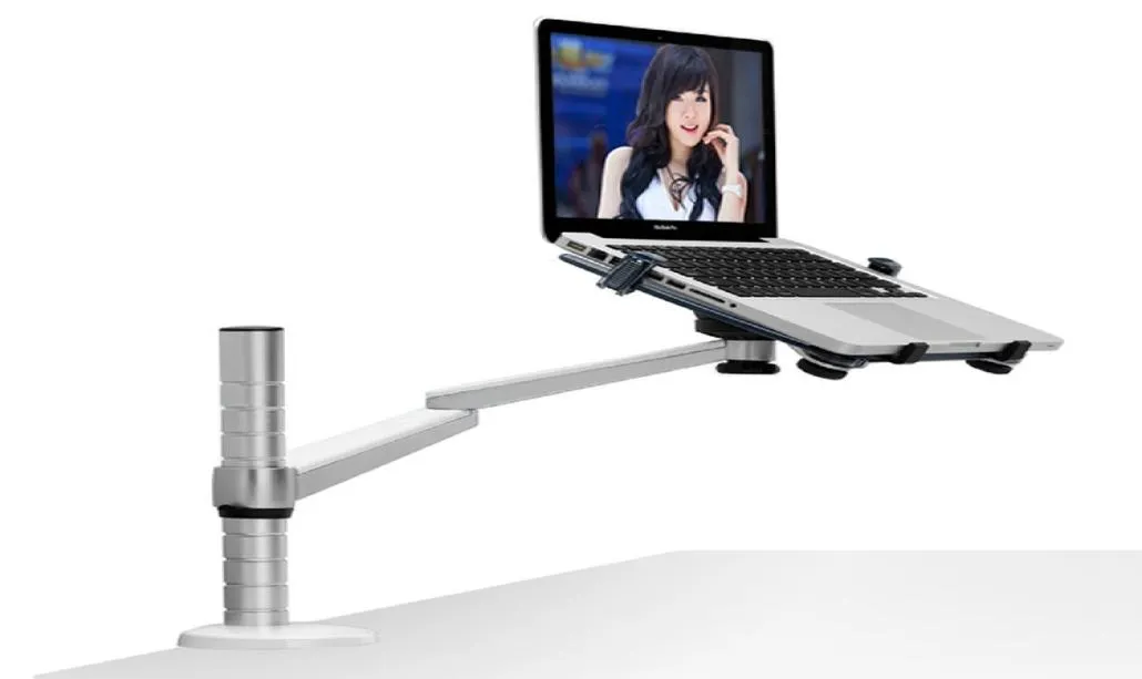 360 Degree Rotation Aluminum Alloy 2 in 1 Tablet PC Holder and Laptop Stand Holder Arm Office Desktop Bracket1153798