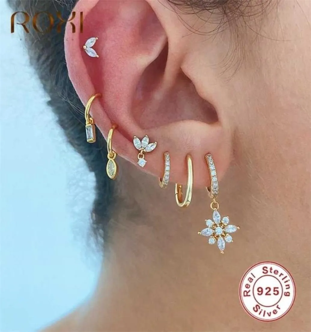 Roxi Bohemia Shiny Snowflake Hoop earrings for women girls hirls flower zircon jewelry Jewelry漫画925スターリングシルバー2201088680671