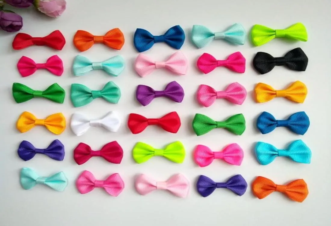 100pcslot 14Inch Pure color Hair Bows Small Grosgrain Ribbon bowknot Clips For Girls Teens Toddlers Kids48501735465365