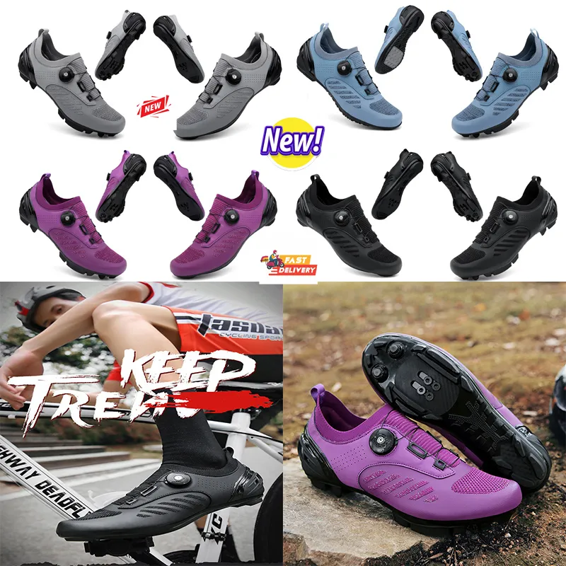 Designer Cysaccling Chaussures Hommes Sports Dirt Road Bike Chaussures Plat Vitesse Cdaycling Baskets Appartements Chaussures De Vélo De Montagne SPD Crampons Chaussures 36-47 GAI