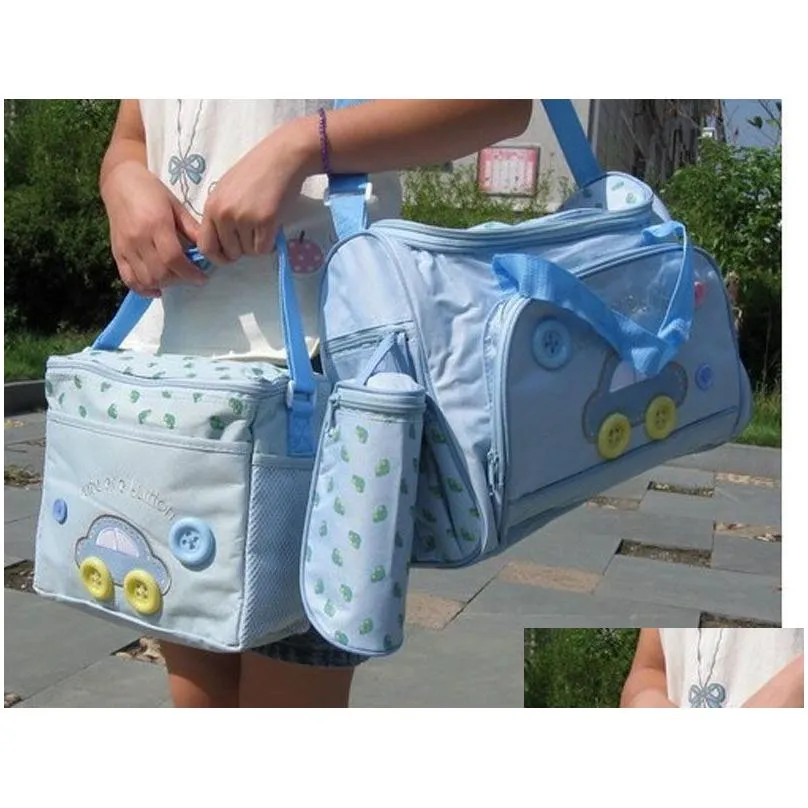 Diaper Bags 4Pcs/Set Mummy Bag Mti-Function Mommy Baby Diapers Nappies Large Capacity Changing Small Pad Bottle Holder Set 3Color1 Dr Dhvie
