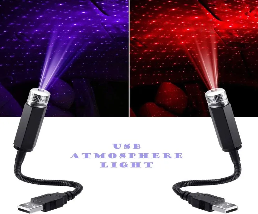 Romantic LED Car Roof Star Night Light Projector Atmosphere Galaxy Lamp USB Decorative Lamp Adjustable Car Interior Decor Light1541188