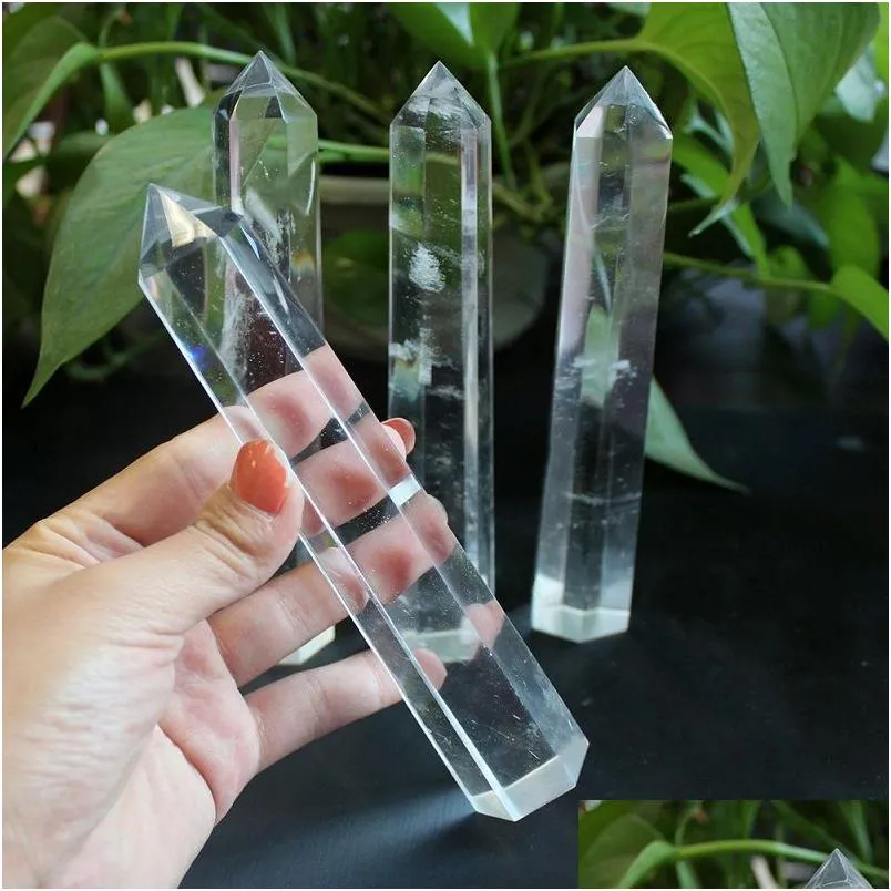 Arts et artisanat Grand cristal clair naturel tour de quartz point obélisque baguette de guérison 8,5 cm 16 cm livraison directe maison jardin arts, artisanat Dhjnp