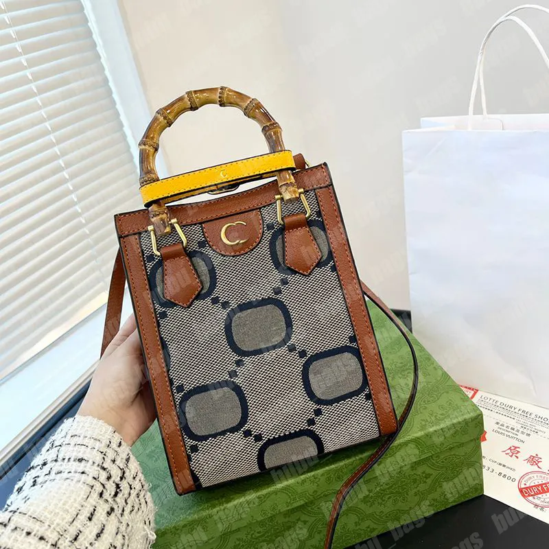 Bambu handväska lyxig öppen fickan totes väska designer axelväskor för kvinnor crossbody brev tryck rektangel shopping väska damer casual tygväska plånbok handväska