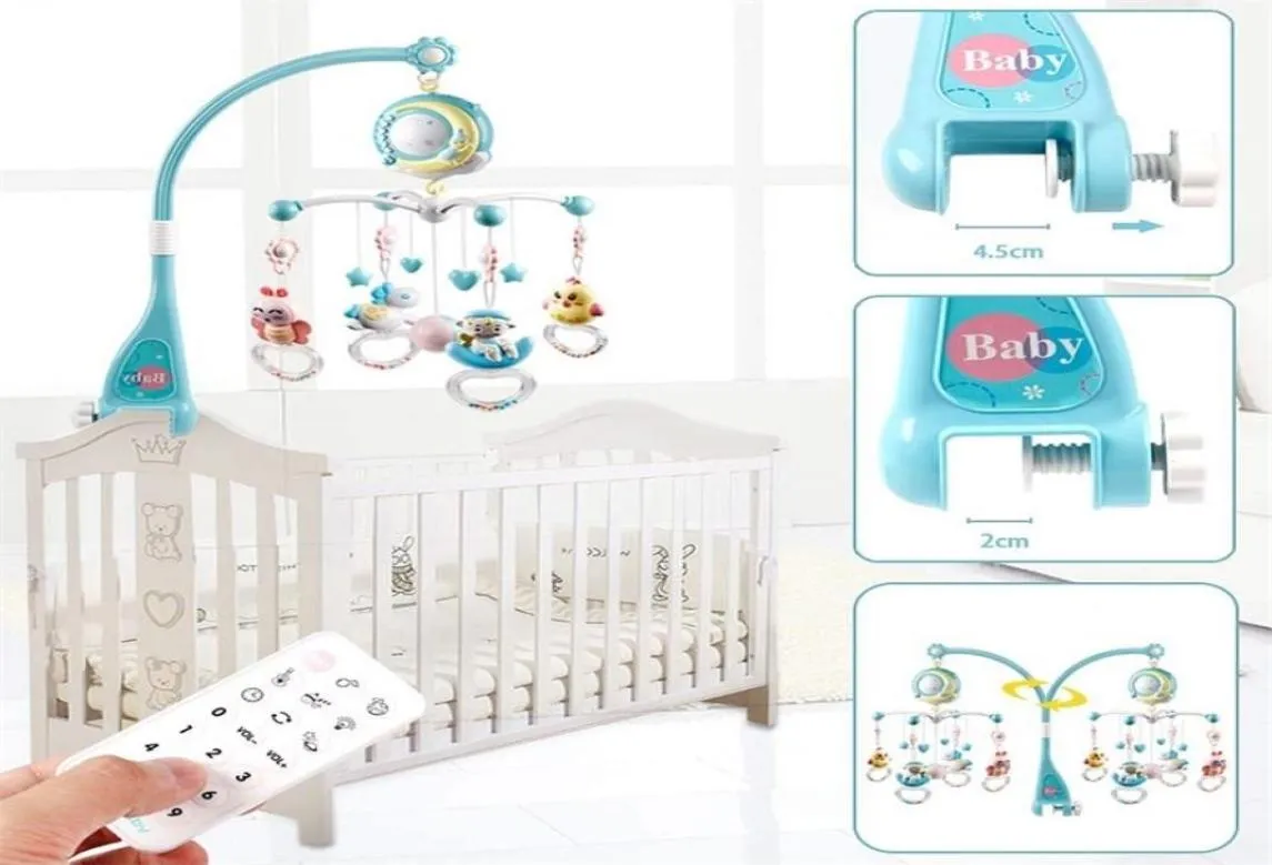 Télécommande Mobile Musical bébé berceau jouets lumière cloche hochet décoration jouet pour berceau projecteur né bébés 2204288438360
