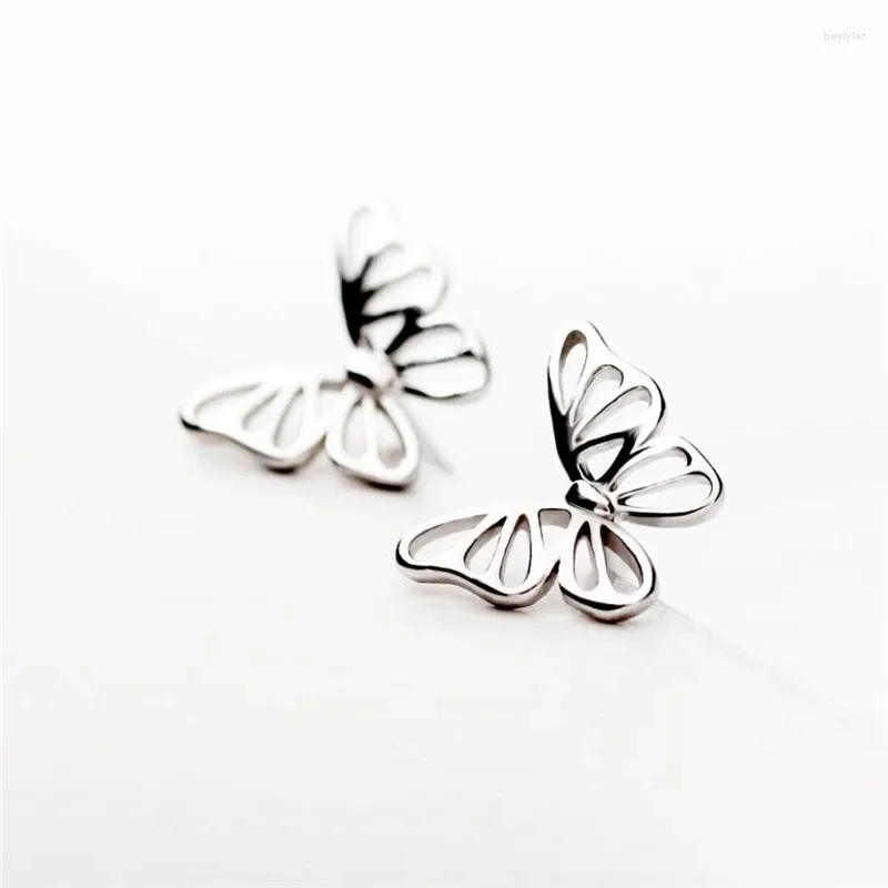 Stud Earrings Hollow Butterfly Sweet Creative Fresh Silver Color Temperament Personality Trendy Female SEA174