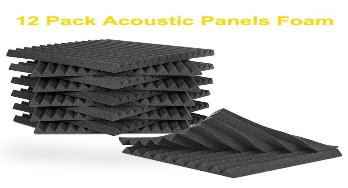 Ny 12st Acoustic Foam Panel Tiles Wall Record Studio 12quotx12quotx1quot Soundproof Blackblue för studiohemskäl HA3153093