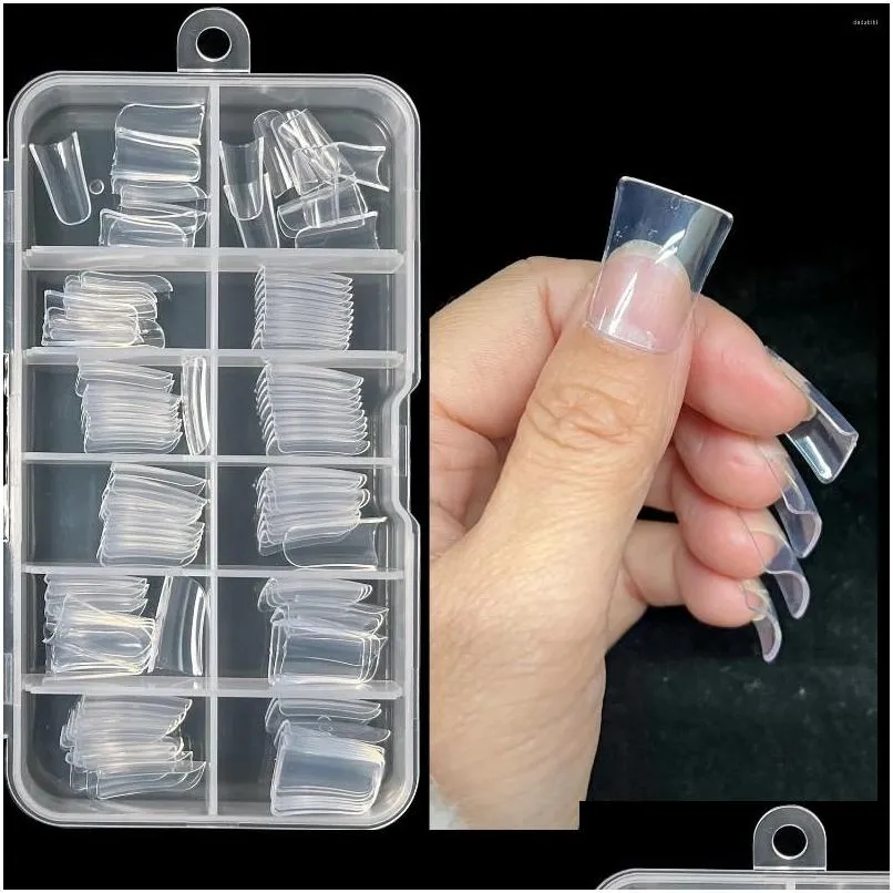 False Nails 120pcs clear fl er -duck shaped Nail tips湾曲したアクリルフィートフレアショートスーパーファン偽の拡張機能。ドロップデリバリーヘルスDHY3I