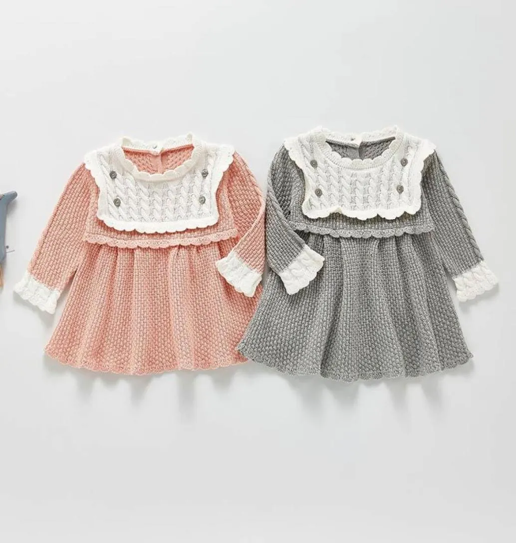 Girl039s Abiti stile coreano Autunno Inverno Infantile Neonate Abito lavorato a maglia Bambini a maniche lunghe in cotone Principessa Bambino8198644