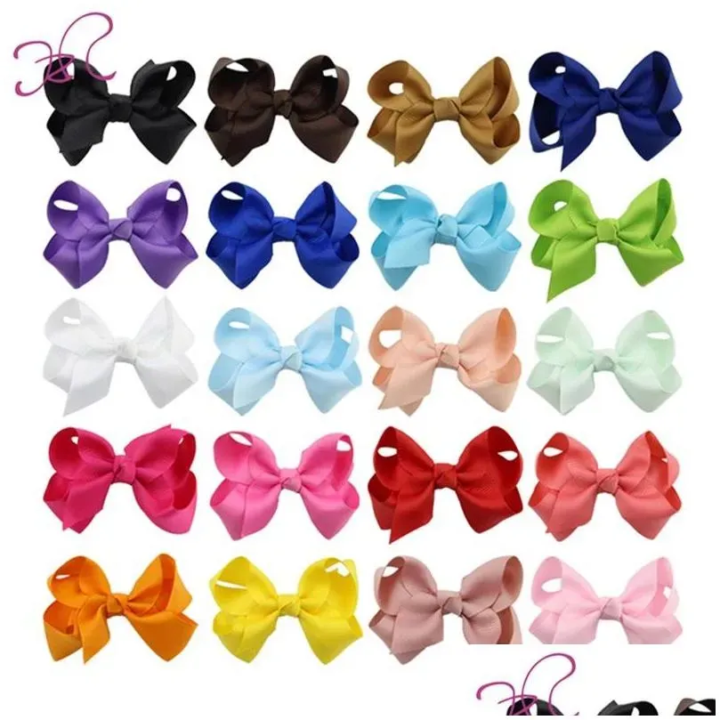 100 pcs korean 3 inch grosgrain ribbon hairbows baby girl accessories with clip boutique hair bows hairpins hair ties 238 k2