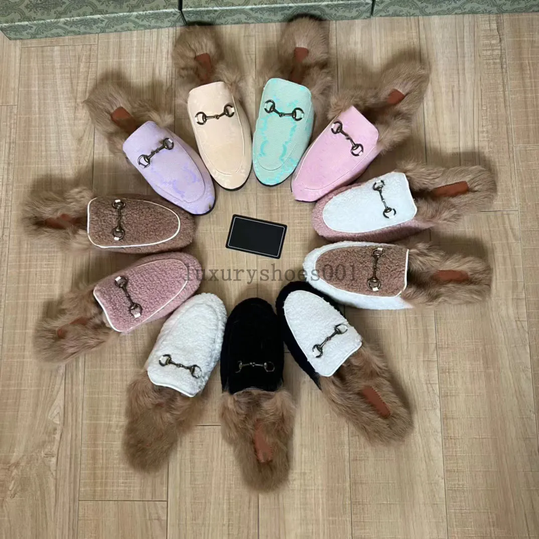 Designer Mules Couro Denim Fur Slipper Round Toe Loafer Backless Couro Genuíno Camurça Mulher Homem Branco Preto Metal Fivela Mulheres Chinelos Lisos 35-44 03