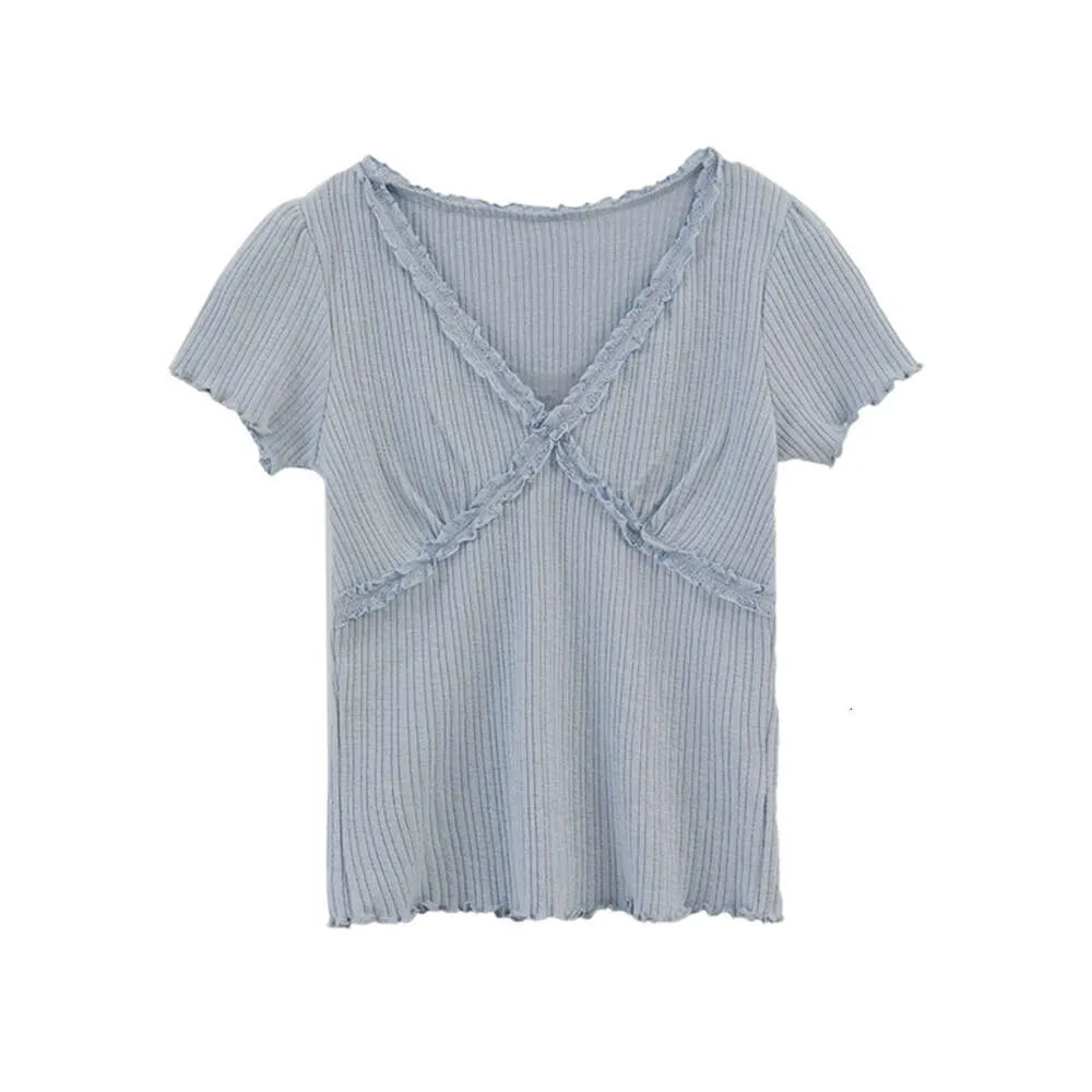 Liuke Texture élastique T-shirt style décontracté pour les femmes début du printemps nouveau Design de dentelle épissée haut à la mode 40323