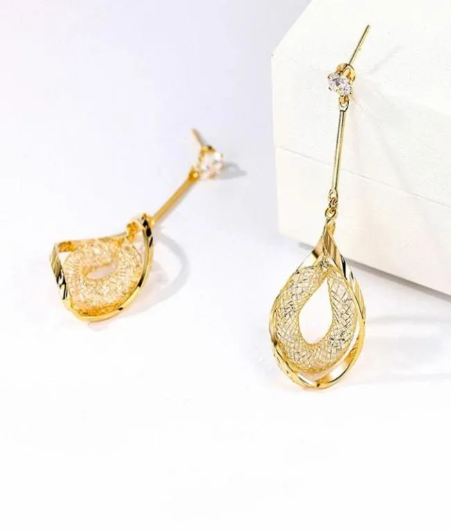 Dangle lustre à la mode géométrique rond cristal boucles d'oreilles pour les femmes spirale conception bijoux Zircon S925 aiguille fête d'anniversaire 9903353