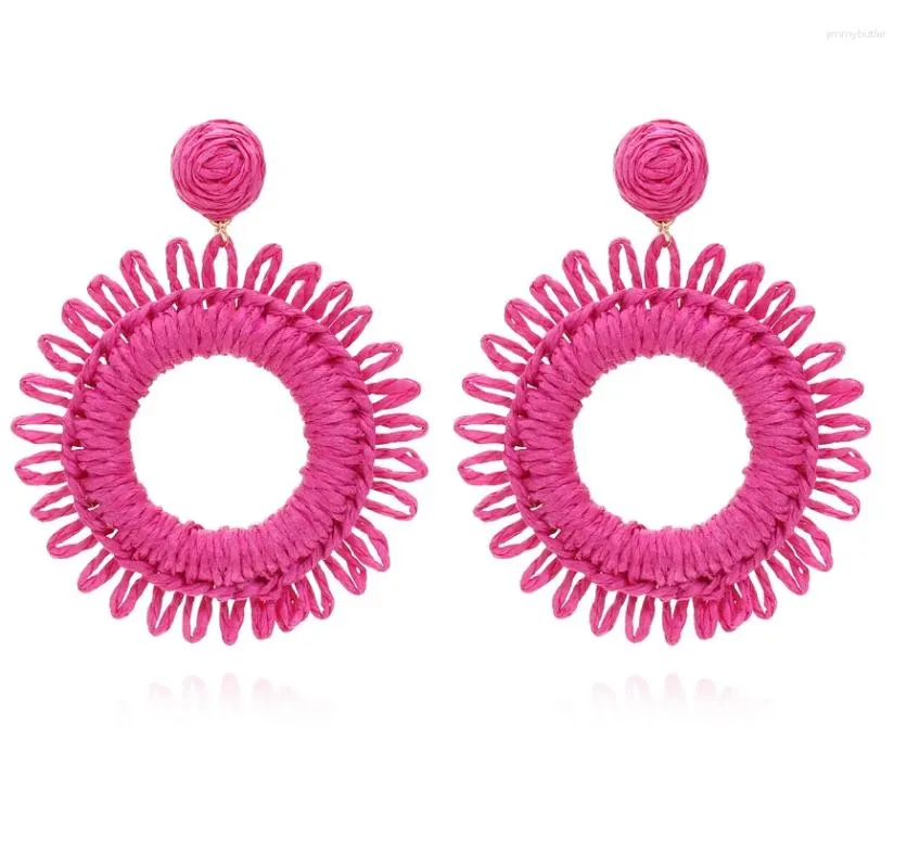 Boucles d'oreilles pendantes tournesol Lafite tissées à la main pour femme bijoux