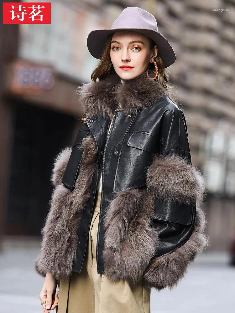 Women's Fur 2024 Winter High End Grass Short Haining Genuine Leather Down Coat Casual