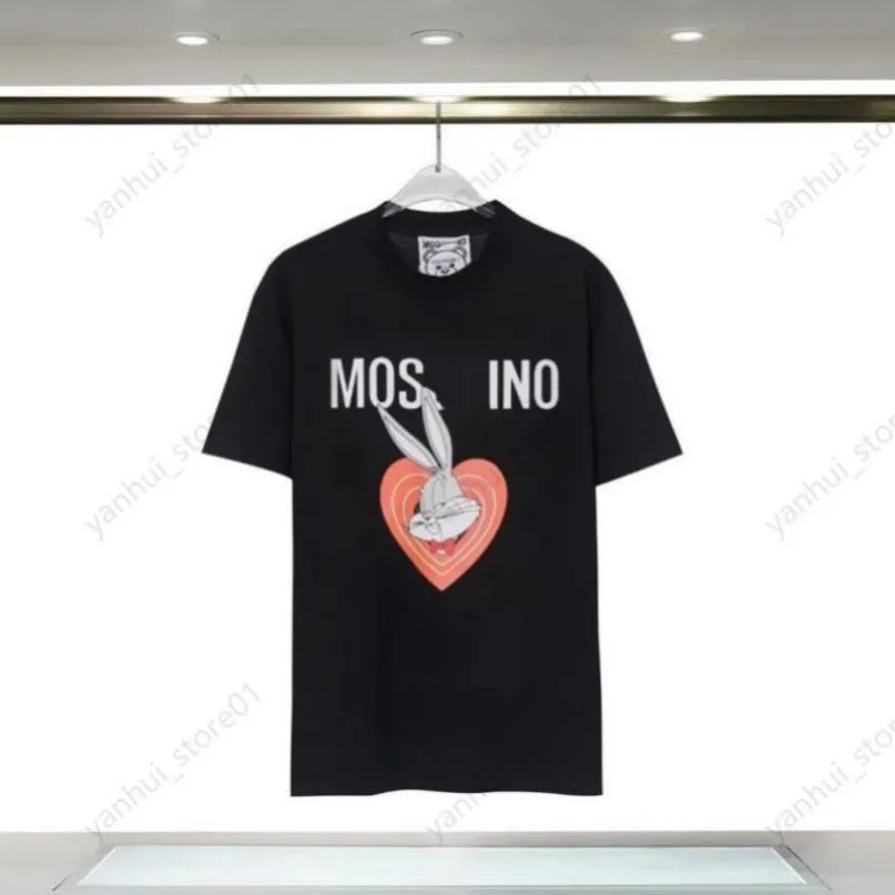 2024 Spring/Summer Moschinoes Women T Shirt Teddy Bear Ręcznie narysowany szkic wydruk luźne dopasowanie koszulka z krótkim rękawem unisex z krótkim rękawem