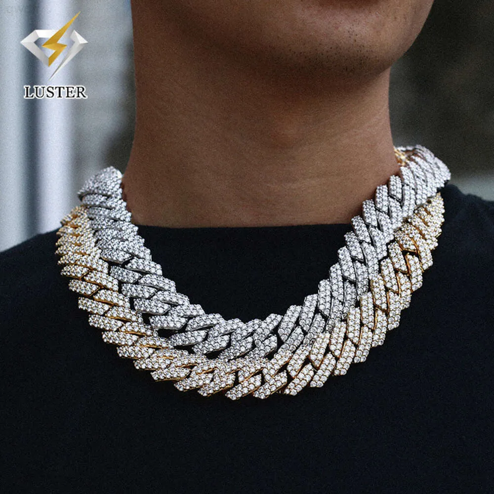 2024 Modieuze Hip Hop 20mm Ketting S925 Zilver Geel Vergulde Diamant Moissanite Ketting Mannen Cubaanse Link Moissanite ketting