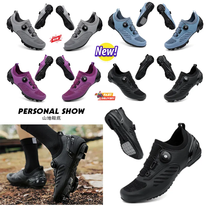 Chaussures de cyclisme design Hommes Sports Dirt Road Bike Chaussures Plat Vitesse Cyclisme Baskets Appartements Montagne Bicyzcle Chaussures SPD Crampons Chaussures 36-47 GAI