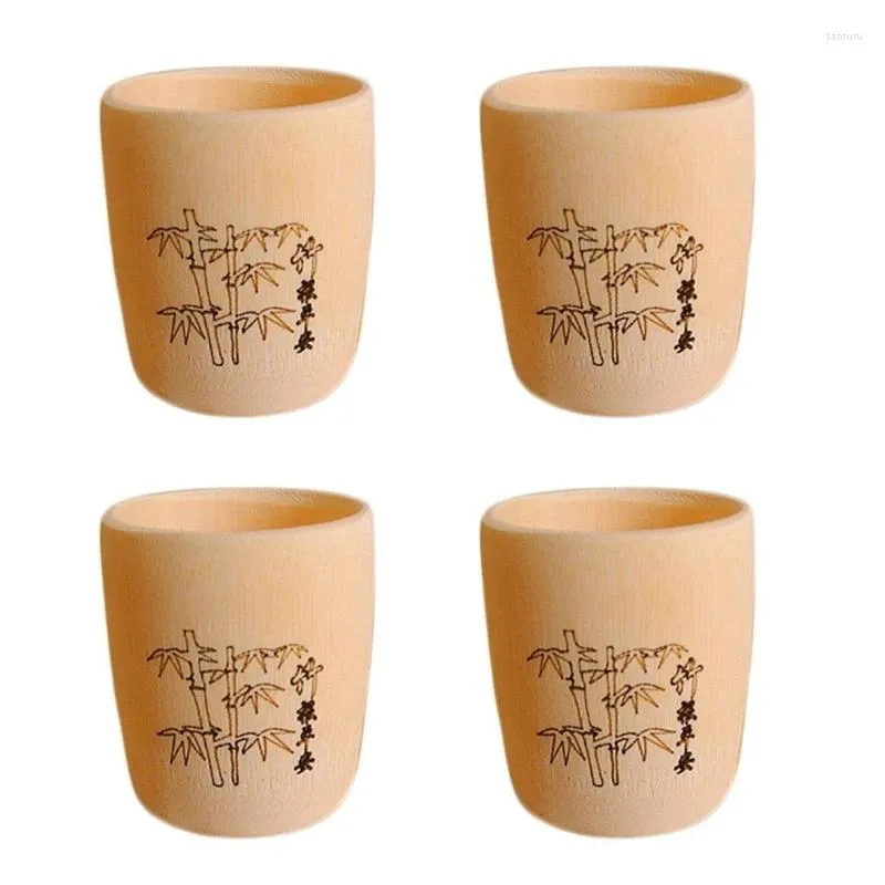 Gobelets 4 paquets de tasses à thé en bambou naturel, eau japonaise pour boire du café/vin/boisson au lait, ensemble de verres